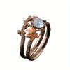 Vintage Golden Branch Maple Leaf Ring Double Layer Light Luxury Niche Design Ring Love Day Mother's Day Festival Gift