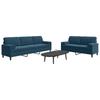 2 piece sofa set with cushions and neck rolls blue velvet