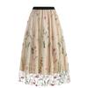 Vintage Mesh Flower Embroidered Skirt Elegant Sweet A-line Skirt for Spring Summer