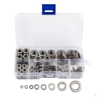 360pcs M2-M10 304 Stainless Steel Flat Washer Plain Gasket Ring