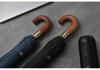 PARACHASE Windproof Auto Open/Close Umbrella with Wooden Curved Handle and Ten Ribs for Two People