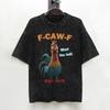 Funny Meme F Caw F Chicken T Shirt Washed Short Sleeve Oversize TShirts  Vintage Men Women Streetwear Printed Tee Shirt