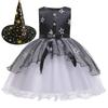 Halloween Prinsessklänning Kostym med Häxhatt för Barn