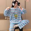2025 Autumn Winter Warm Flannel Women Pyjamas Sets Thicken Coral Velvet Long Sleeve Cute Cartoon Sleepwear Flannel Pajamas Set for Young Girl