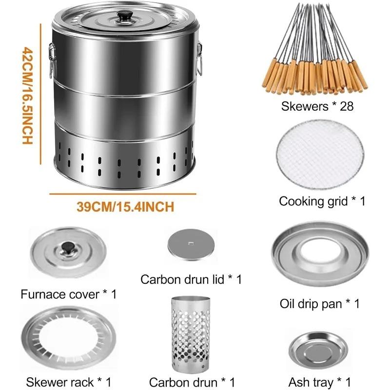 Stainless Steel Wrap-around Grill Charcoal Grill Smokeless Grill Cooking Grate Portable Camping Oven Household Barbecue Tools