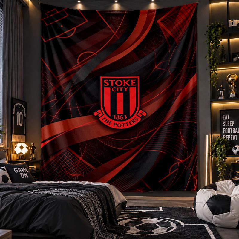 Wall Hanging Tapestry Stoke City Football Print Cloth for Living Room Bedroom Home Decor