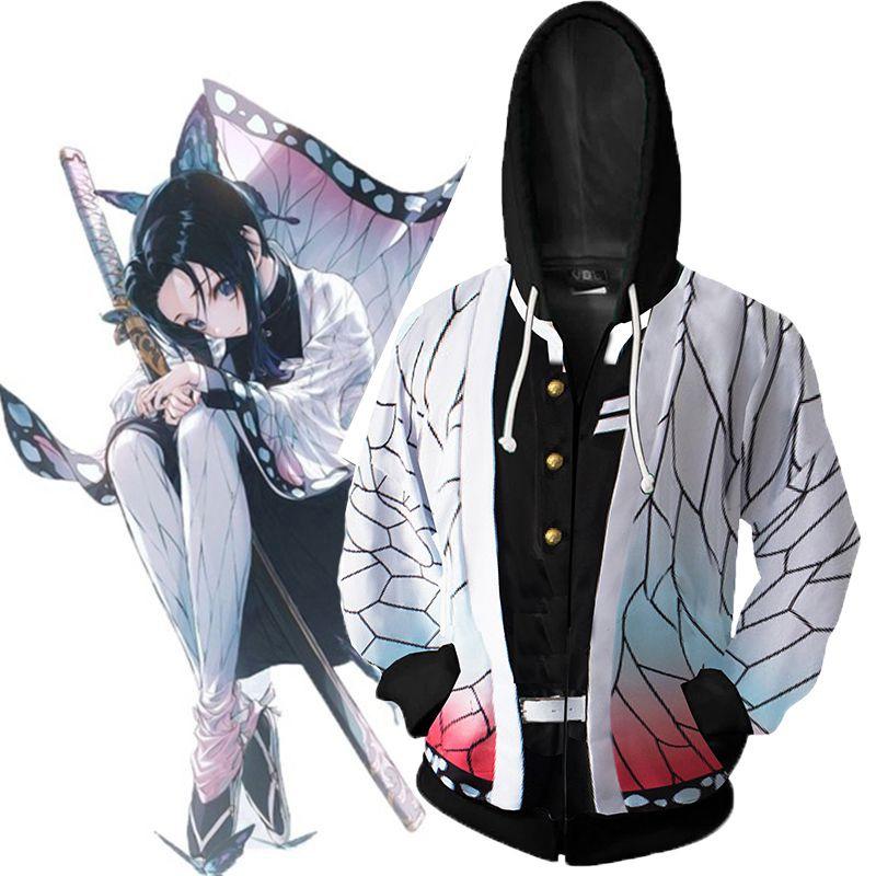 Soft And Durable Demon Slayer Kimetsu No Yaiba Kochou Shinobu Hoodie With Vibrant 3d Pattern Design