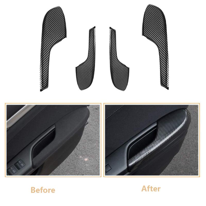 Carbon Fiber Interior Door Armrest Panel Cover Trims for Honda 10th Civic 2016- Auto Parts
