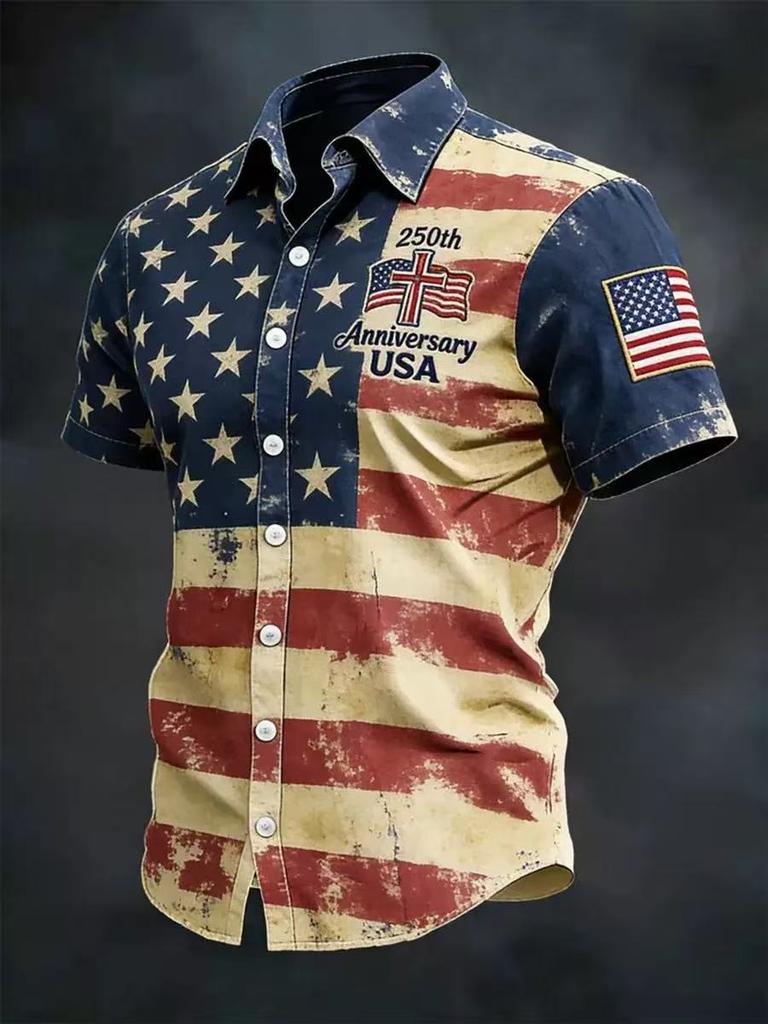 2026 New Men's American Flag 3D Printed Polo Shirt Summer Casual Short Sleeve Lapel Trend Sports