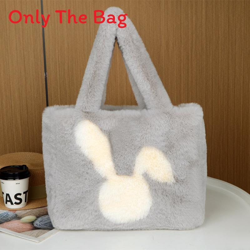 Plush Bunny Ears Tote Bag With Magnetic Closure For Daily Use