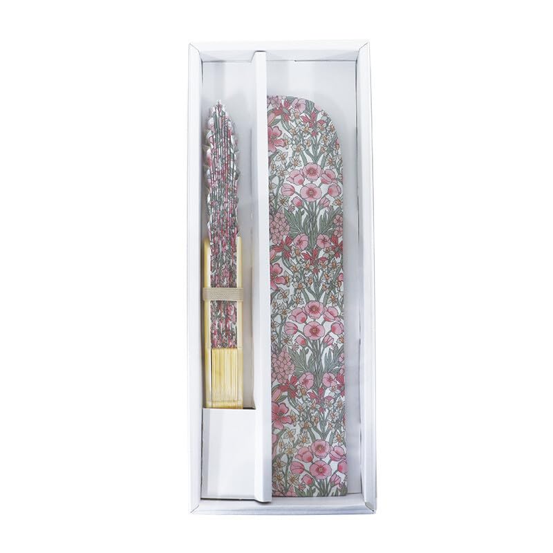 Onishi Ken Shell Folding Fan and Fan Bag Set, Bouquet/Pink, Size: [Fan] Approx. 22cm, [Folding Bag] Approx. 4.5 x 23cm, SGF30-LIA09