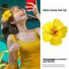Yellow Frangipani Hibiscus Hair Clip - Tropical Beach Vacation Accessory