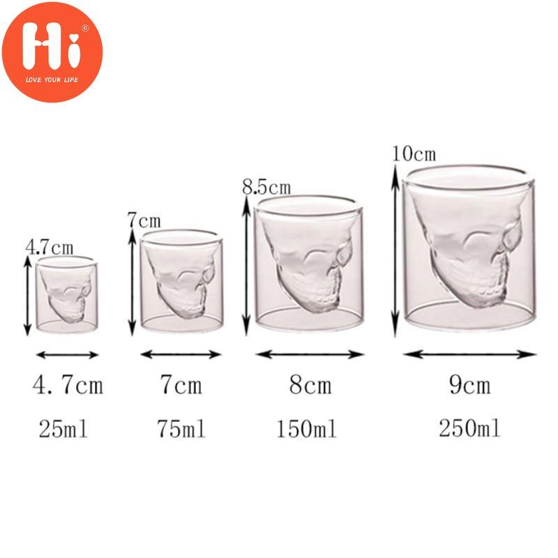 Hi Coffee Mug Double Crystal Skull Head Glass Cup Whisky Wine Vodka Bar Club Pivo Sklenice na víno
