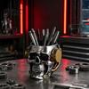 Skull Shaped Desk Accessory Pen Holder, Spooky Resin Makeup Brush Holder Multi-functional Desktop Organizer for Home Office, Halloween Decor