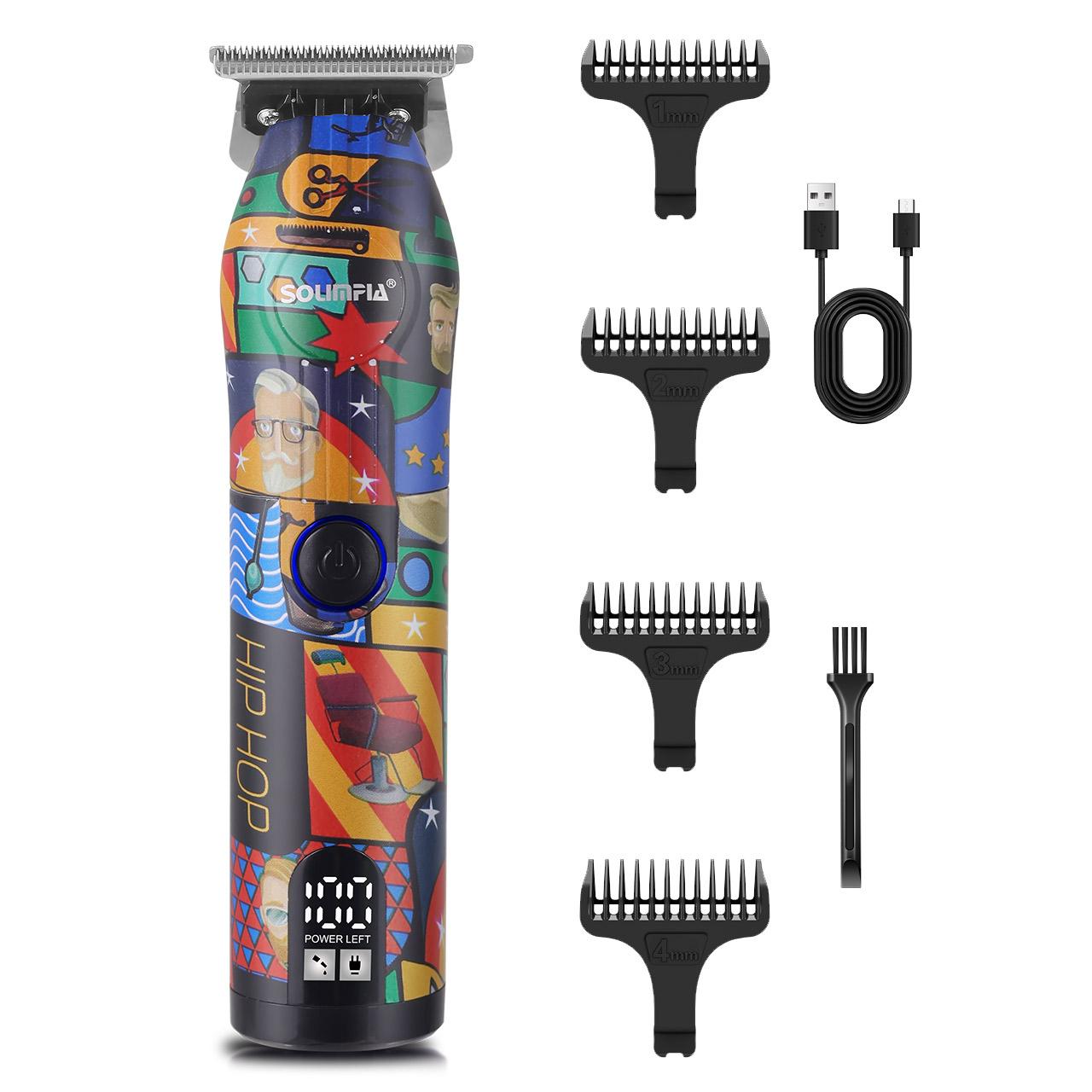 

Профессиональный триммер для мужчин, парикмахерская, аккумуляторная машинка для стрижки волос, беспроводная, мощная машинка для стрижки волос, триммер для бороды красный