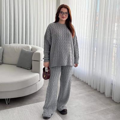 2025 Autumn Women's Knit Sweater & Long Pants Set - Warm, Versatile & Loose Fit