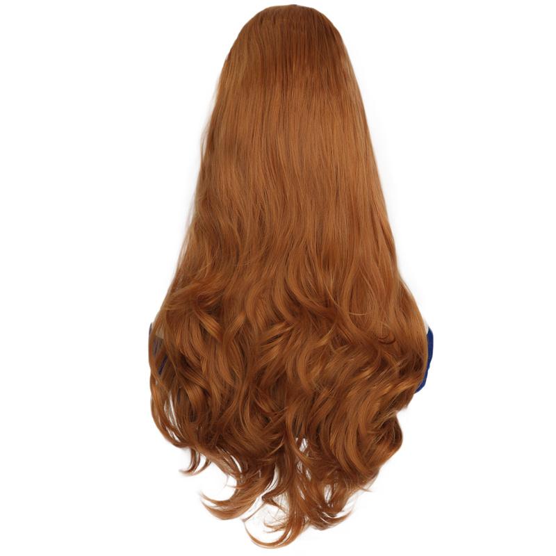 Synthetic Hair Costume Women Wigs Long Straight Wig Orange Ginger Wig with Side Bangs for Cosplay Halloween Party