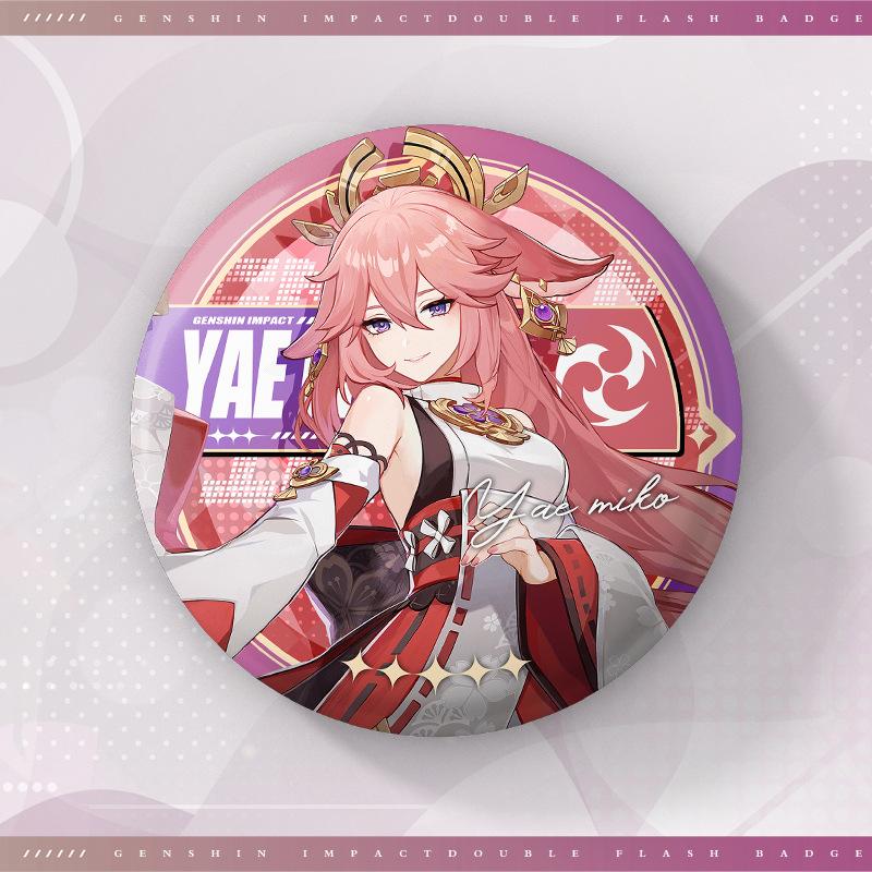75MM Game Genshin Impact-3 Round Badge Anime Brooch Pin Cosplay Hu Tao Cartoon Figure Clothing Backpack Accessories Fans Gifts