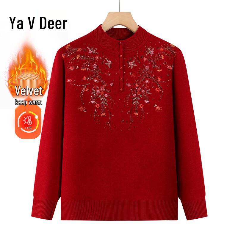 

Ya Lu Women s Plus Velvet Floral Knit Top 3XL