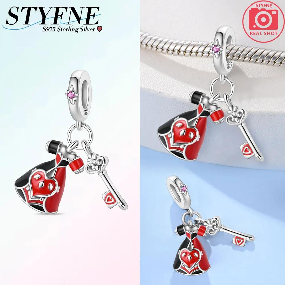 925 Silver Halloween Magic Key Dark Skull Beaded Charm Fit Exquisite Bracelet Diy Fine Jewelry Making Gift