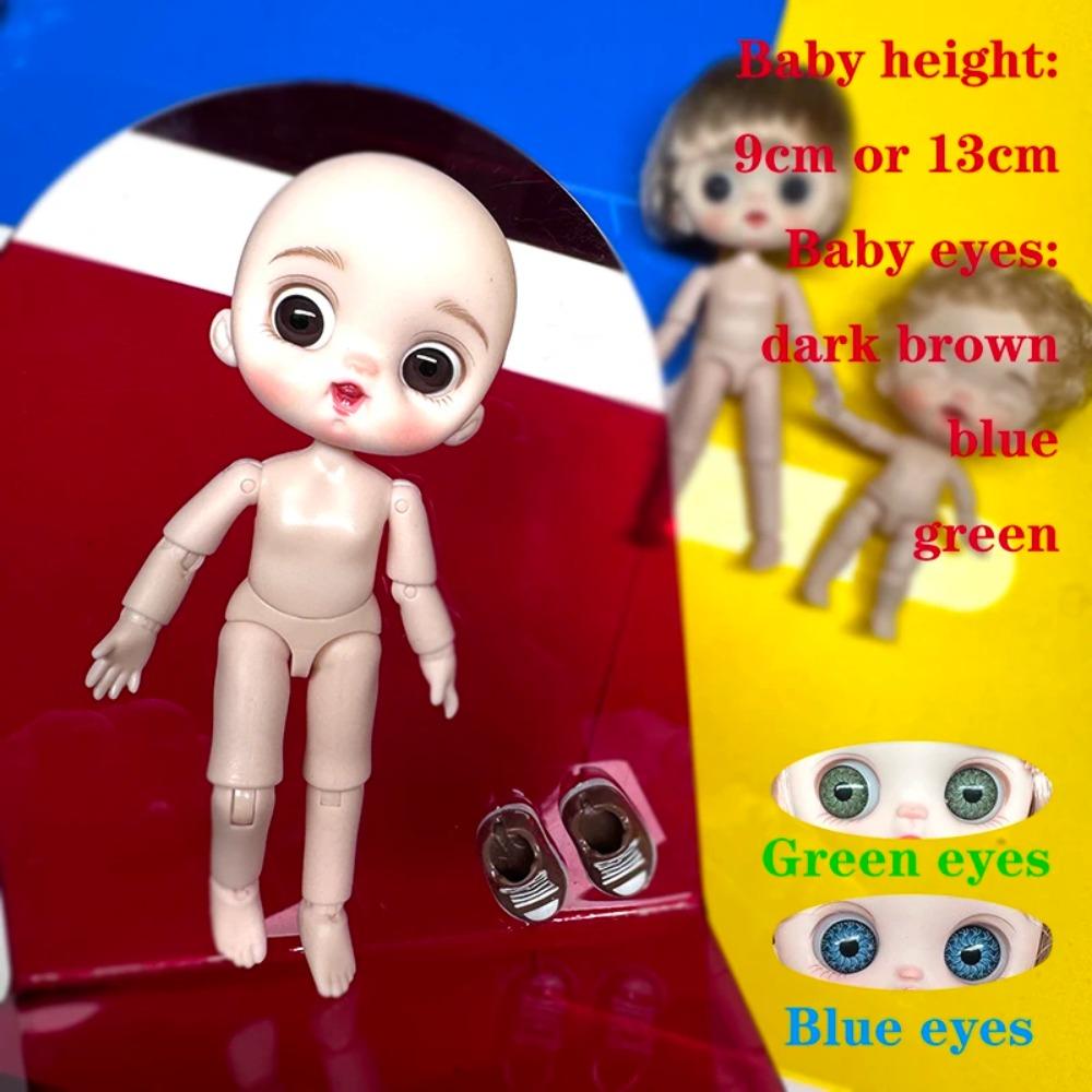 Cute Mini bjd Doll Girl Boy Bald head Ob11 1/12 Naked DIY Toys Handmede Dolls full Body Green Blue eyes Art Doll Accessories Art