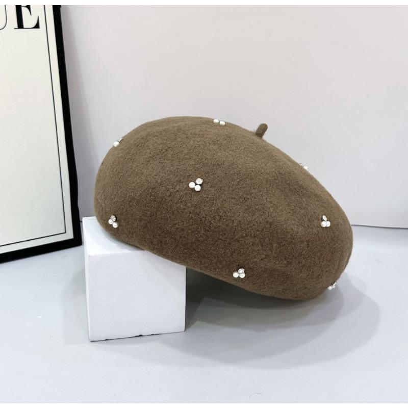 25 early autumn new silver silk rhinestone beret hat wool elegant knitted hat tide