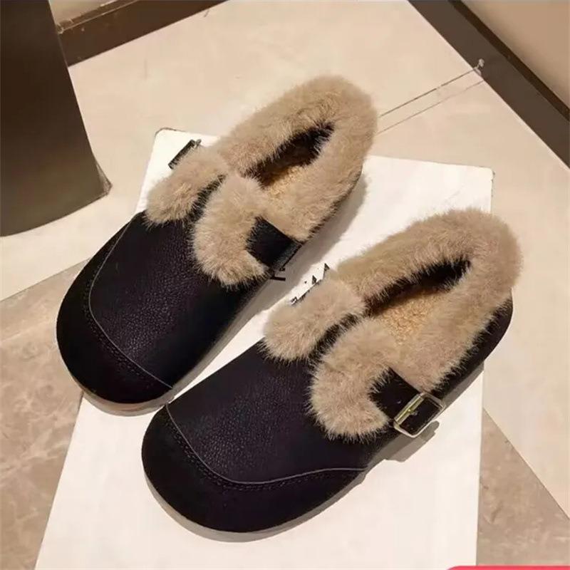 Winter New Velvet Warm Doudou Shoes Soft Sole Comfortable Versatile Fluffy Shoes Cotton Boots Thickened Non-slip Mother Short Boots