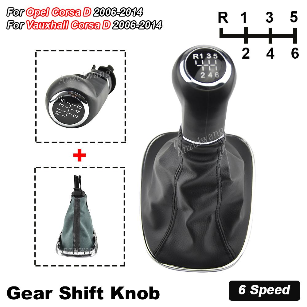 5/6 Speed Car Gear Shift Knob Shifter Gaitor Boot Cover Black Fit For Opel Corsa D 2006 2007 2008 2009 2010 2011 2012 2013 2014
