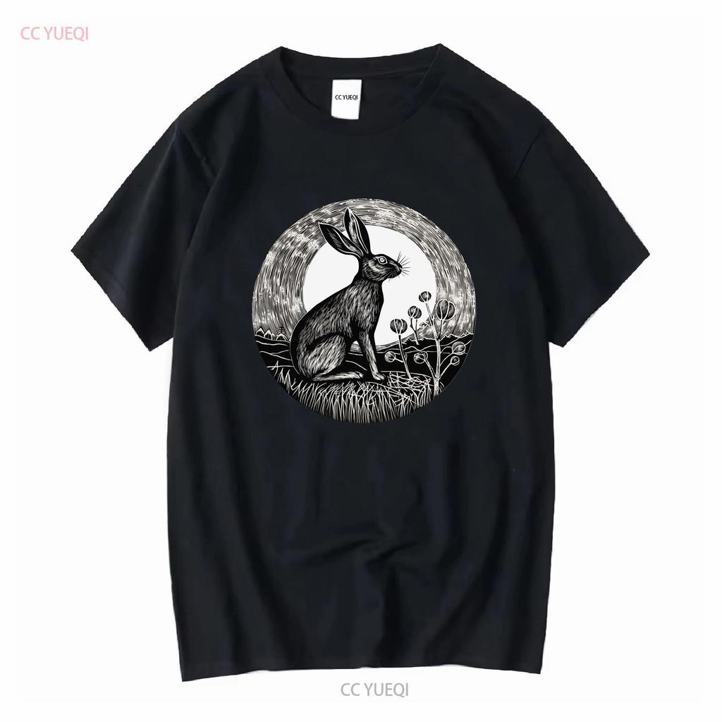 Full Moon Rabbit T Shirt Lover Bunny Desert Hare Mom Dad Long Or Short Sleeves Vintage Washed Fashion Streetwear