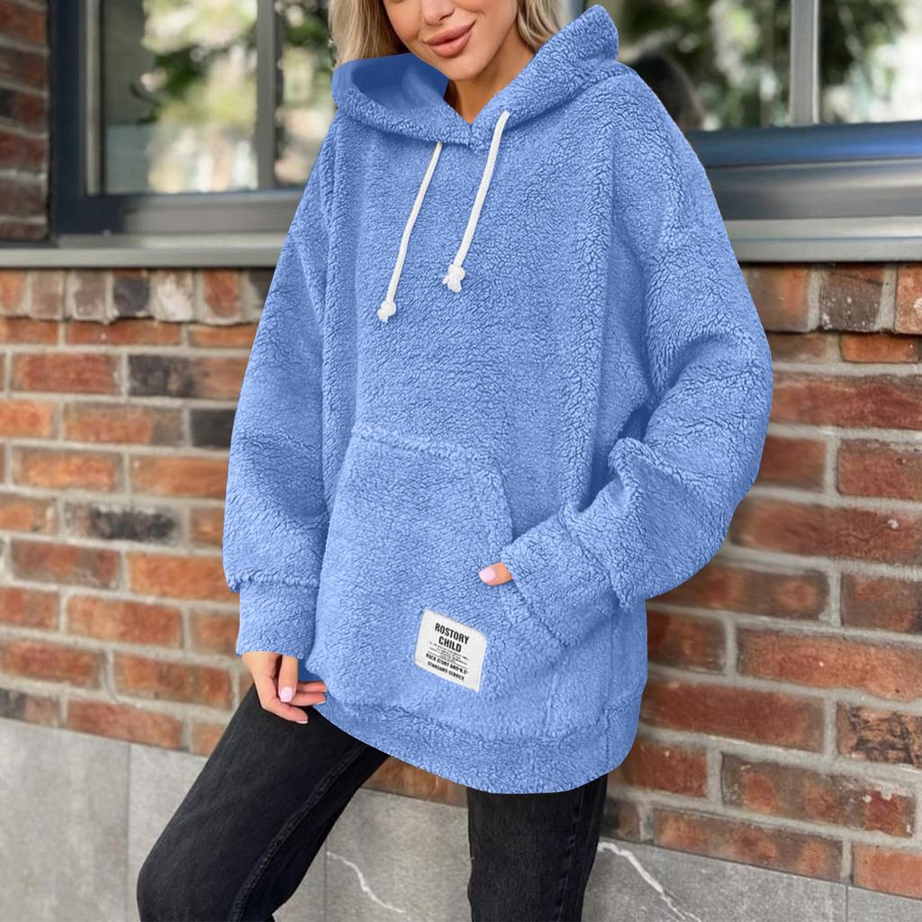 Women's Fashionable And Casual Long Sleeve Furry Hooded Coat