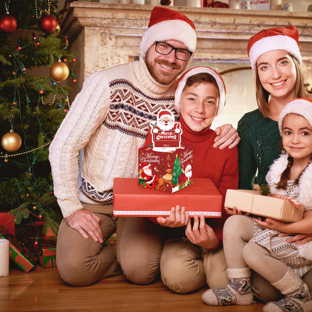 Red Christmas Theme Pattern Gift Surprise Box Holiday Decoration Prop Atmosphere