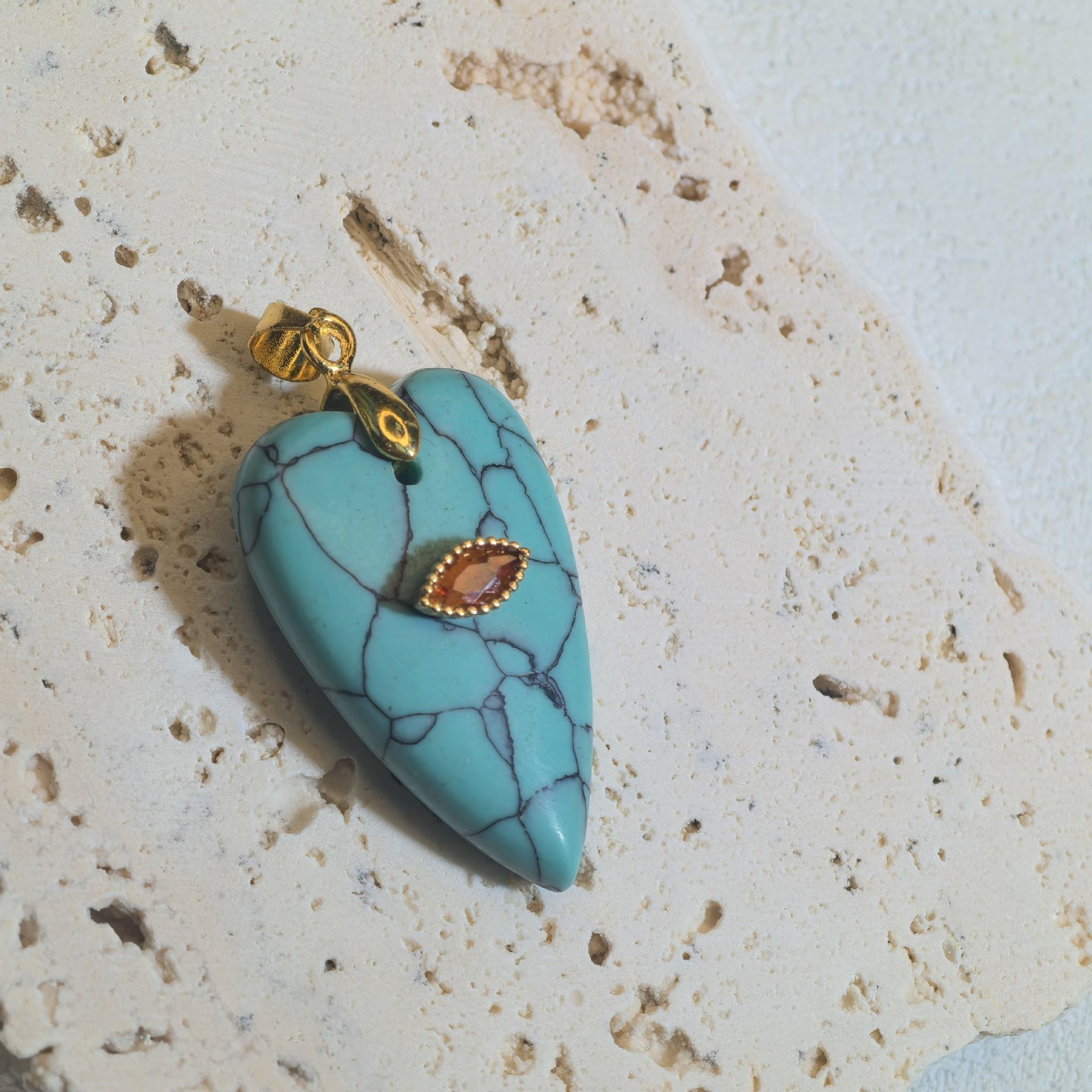 

1pc Romantic Heartshape Natural Stone Pendant Green Aventurine Opal Stone Pendant for Women Jewelry Christmas Gift бирюзовый