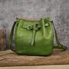 Johnature Retro Bucket Bag Handmade Genuine Leather Large Capacity Versatile Women's Shoulder Bag