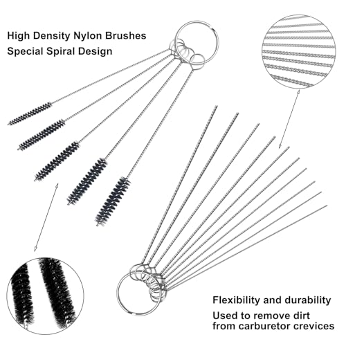 Carburetor Cleaning Kit, Premium Torch Tip Cleaner, Stainless Steel Carburetor Carbon Dirt Jet Removal Cleaner, 13 Cleaning Wire Set + 10 Cleanin