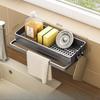 Punch‑Free Multifunctional Sink Sponge Holder Countertop Drying Rack for Dishcloth Scrubber Kitchen Household Storage Organizer