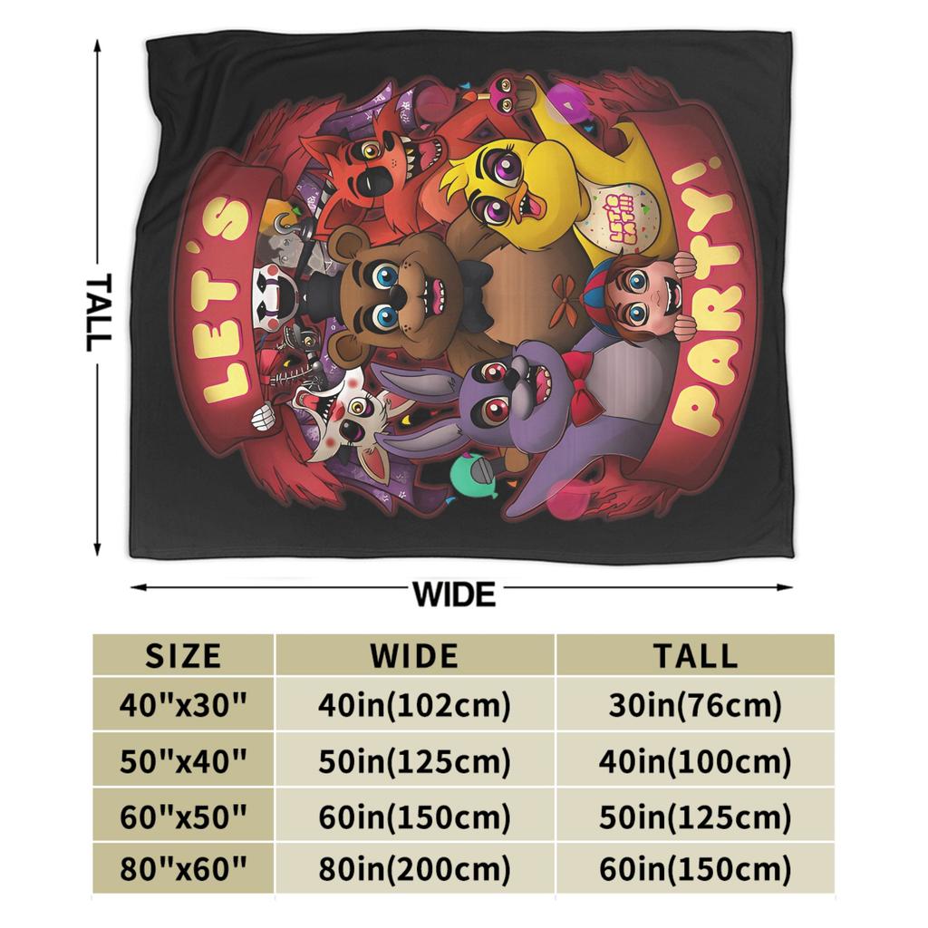 FNAF At Freddys Let's Party Blanket Velvet Autumn/Winter Multifunction Super Warm Throw Blanket for Sofa Office Bedspread
