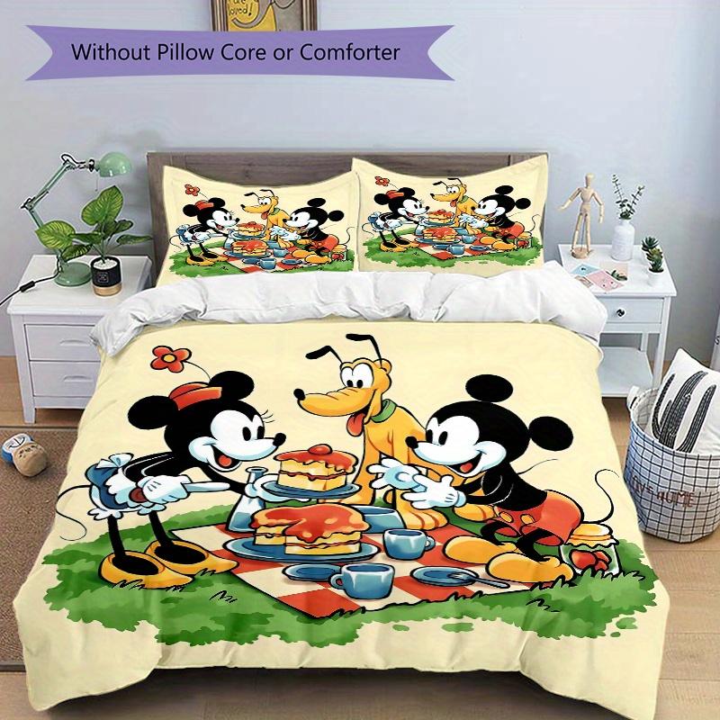 3pcs Mickey and Friends at Picnic Bedding Set Includes 1 Quilt Cover and 2 Pillowcases, Comfortable B060