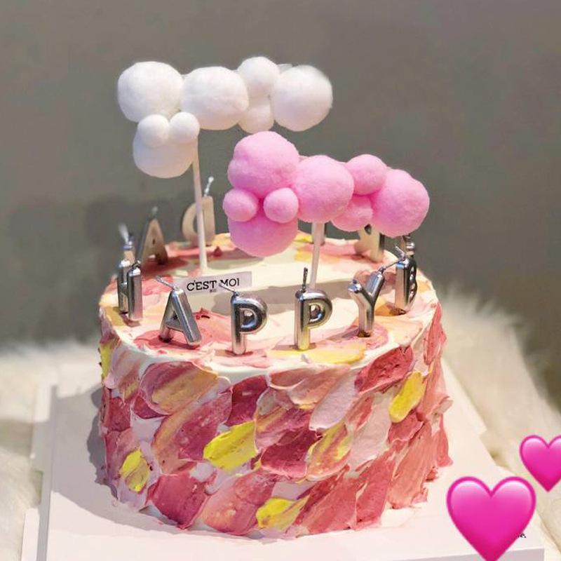 3D Cloud Cake Decorations: Dessert Flags & Fluffy Ball Inserts