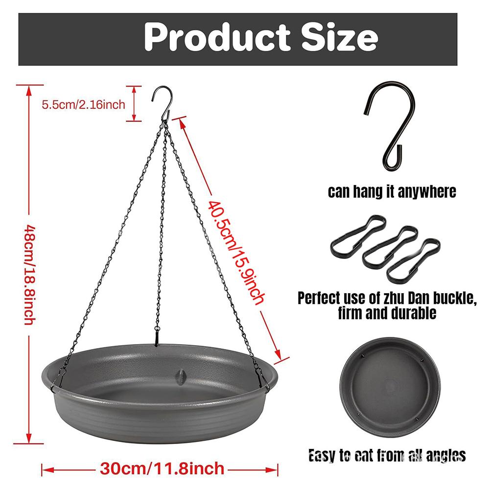 Garden Bird Bath Tray Hanging Bird Feeder Chain Hanging Outdoor Garden Drinking Water Bird Feeding Device Drinking Water Basin