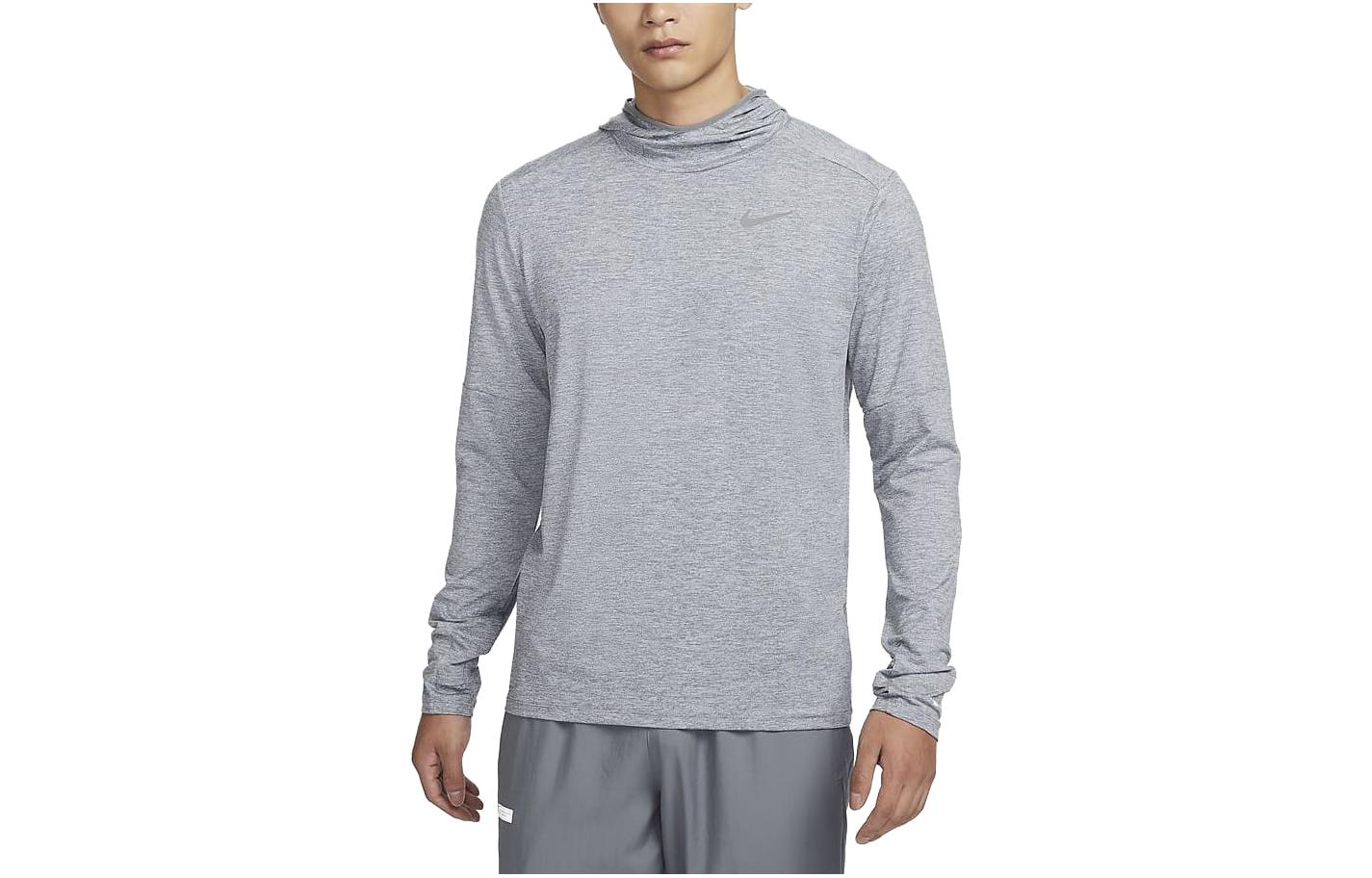 Nike T Shirts Men s Gray Hooded Moderate Straight Fit FB8573-084 S