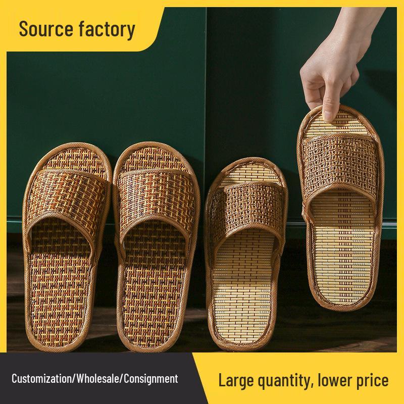 Dámské protiskluzové ratanové pantofle - Chladivé, vnitřní bambusové pletení pro páry (Jaro léto)