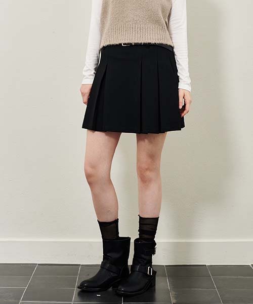 PLUNASTUDIO A Pleated Mini Skirt_Black