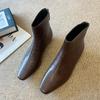 888-8 French 2025 new autumn and winter retro fashion boots rear zipper fleece thin thick heel short boots women