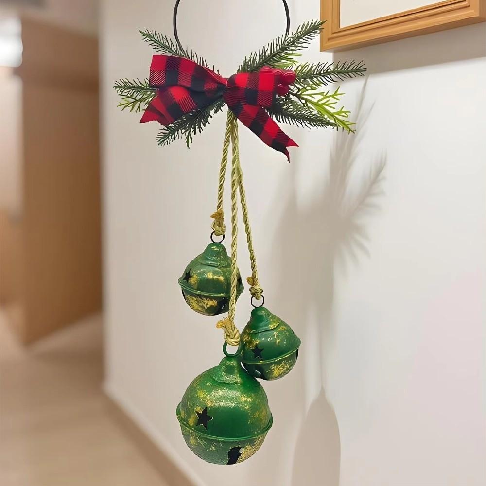 Shatterproof Xmas Tree Pendant Three-Bell Wall Hanging Ornament Front Door