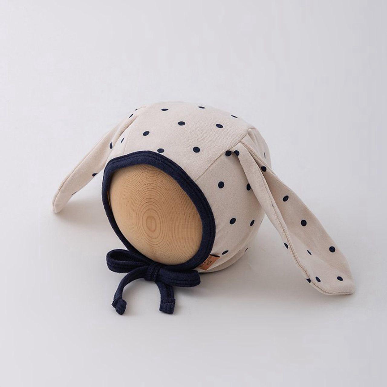 

Cute Long Ears Baby Hat Beanie Dot Bow Newborn Girl Cotton Lacing Cap Infant Toddler Spring Autumn Warm Ear Protection Caps темно-синий
