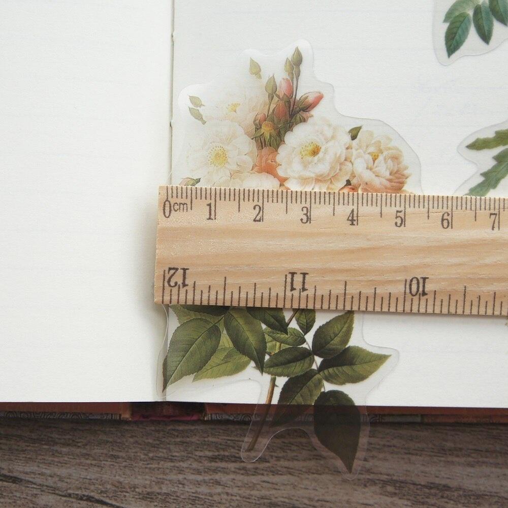 40pcs Natural Pink Yellow Blue Peony Rose Style Transparent Sticker Scrapbooking DIY Gift Packing Label Gift Decoration Tag