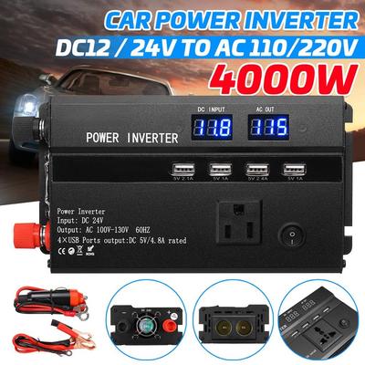 4000W Modified Sine Wave Inverter DC 12V / 24V To AC 110V / 220V Peak Voltage Transformer Power Converter LCD Car Inverter