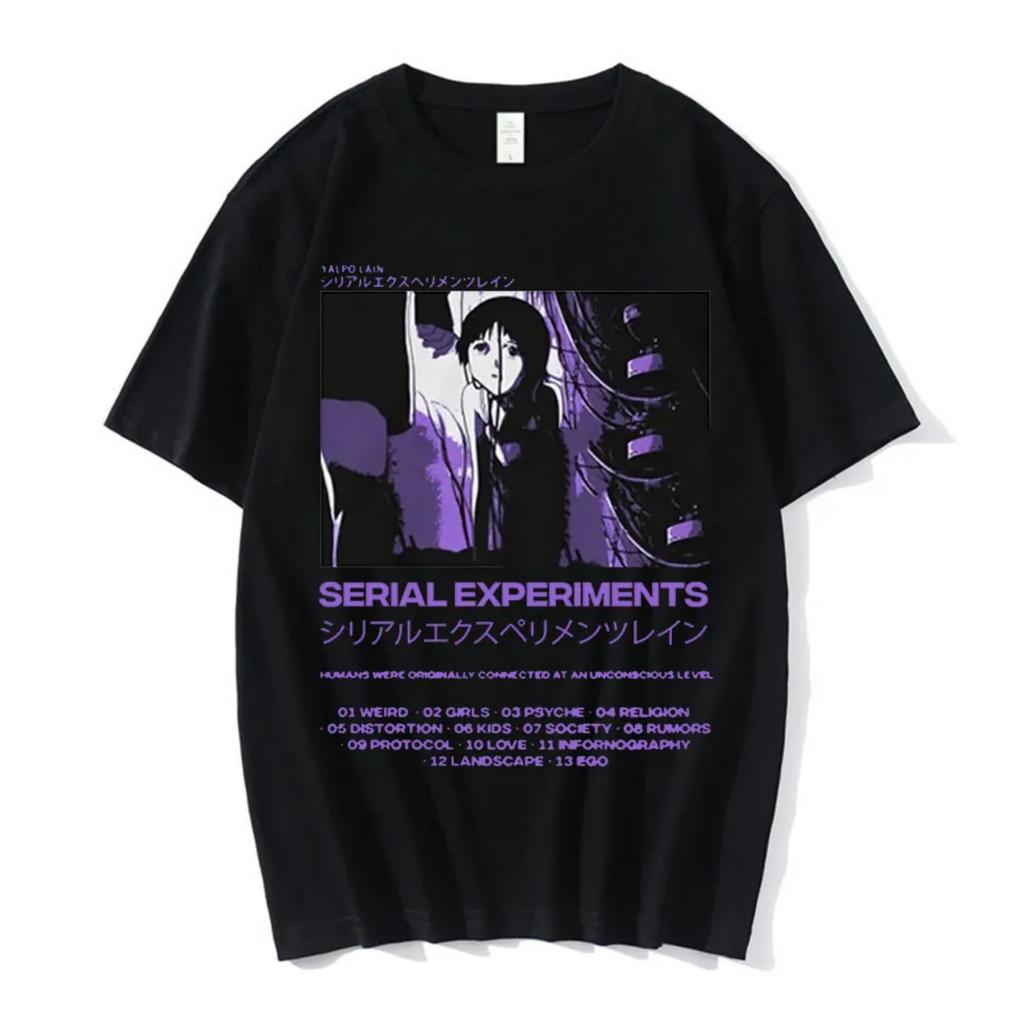 Anime Series Experimental Lain Ladies T-shirt 3D Graphics Iwakura Manga Sci-fi Printing Round Neck Women's Short Sleeve