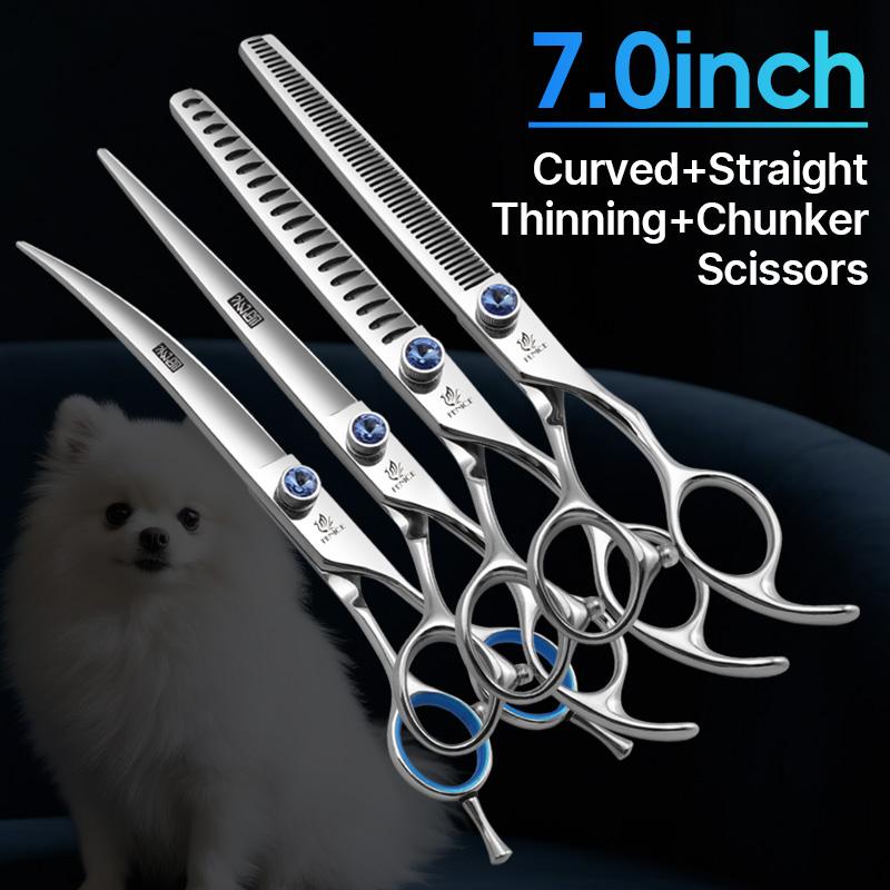 Fenice 7/7,5/8/9/10 pollici Destrorsi Forbici per Cani Kit Forbici per Toelettatura Animali Bichon Teddy Bomei Strumento per Taglio Pelo Cane