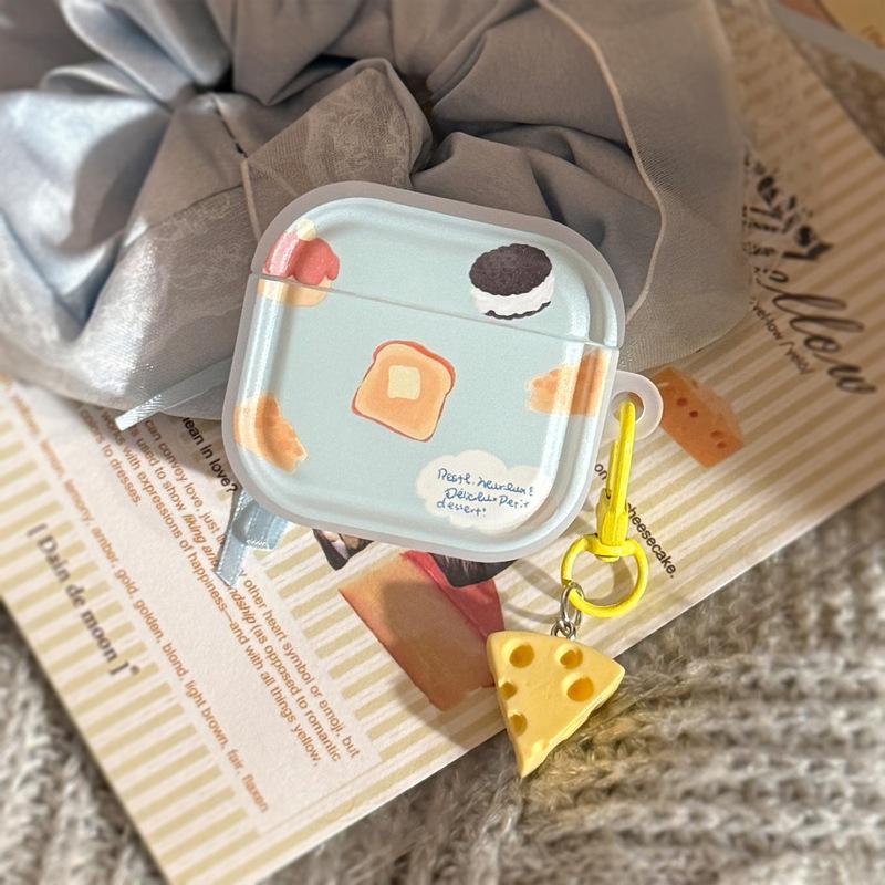 Cartoon Yellow Cream Cheese Bread Earphone Case for AirPods Pro 3 2 Headset Protective Cover For Air Pods 4 3 2 1 With Cartoon Cheese Star Pendant